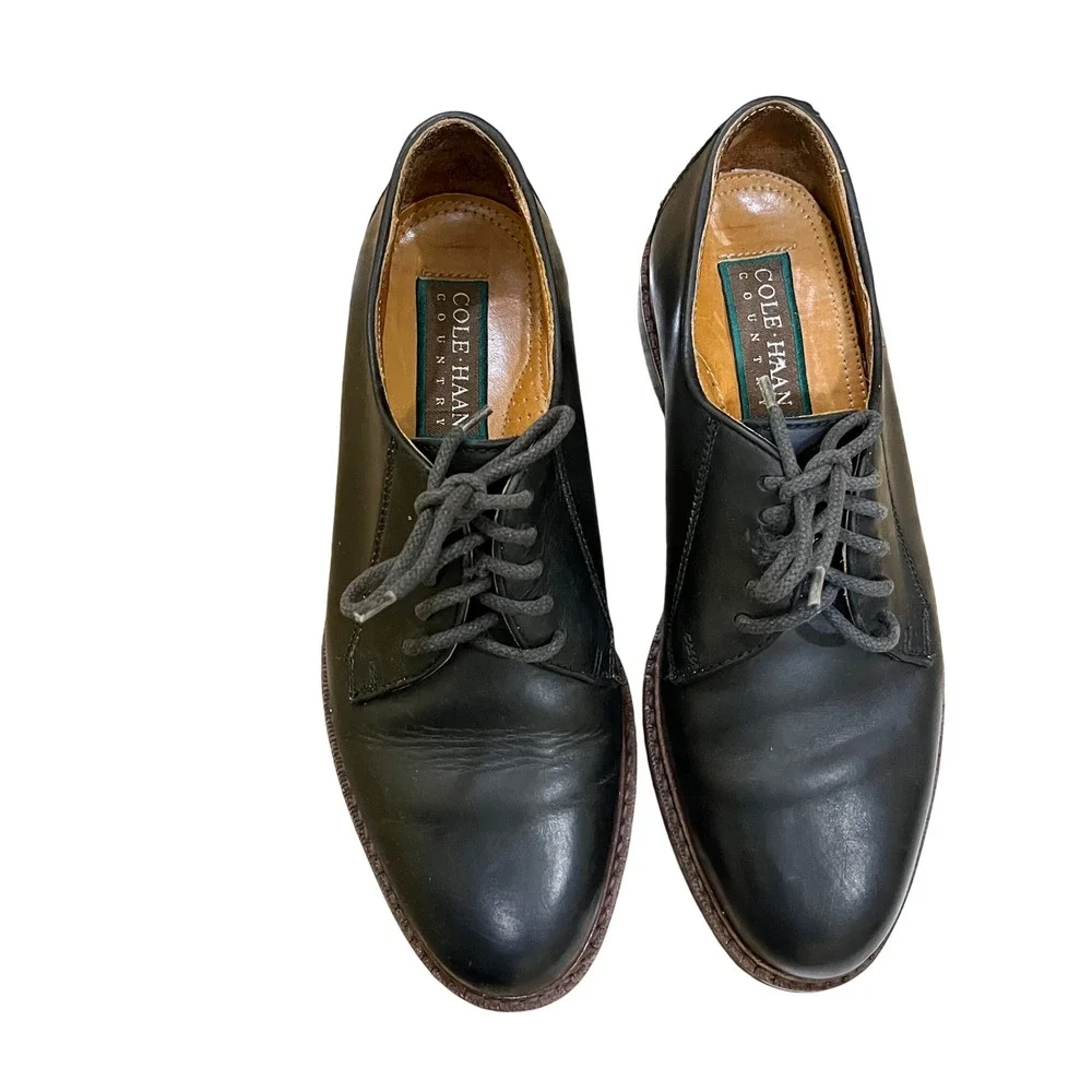 Cole Haan‎ Country Black Leather Lug Sole Oxford Shoes Mens 8M Office Comfort